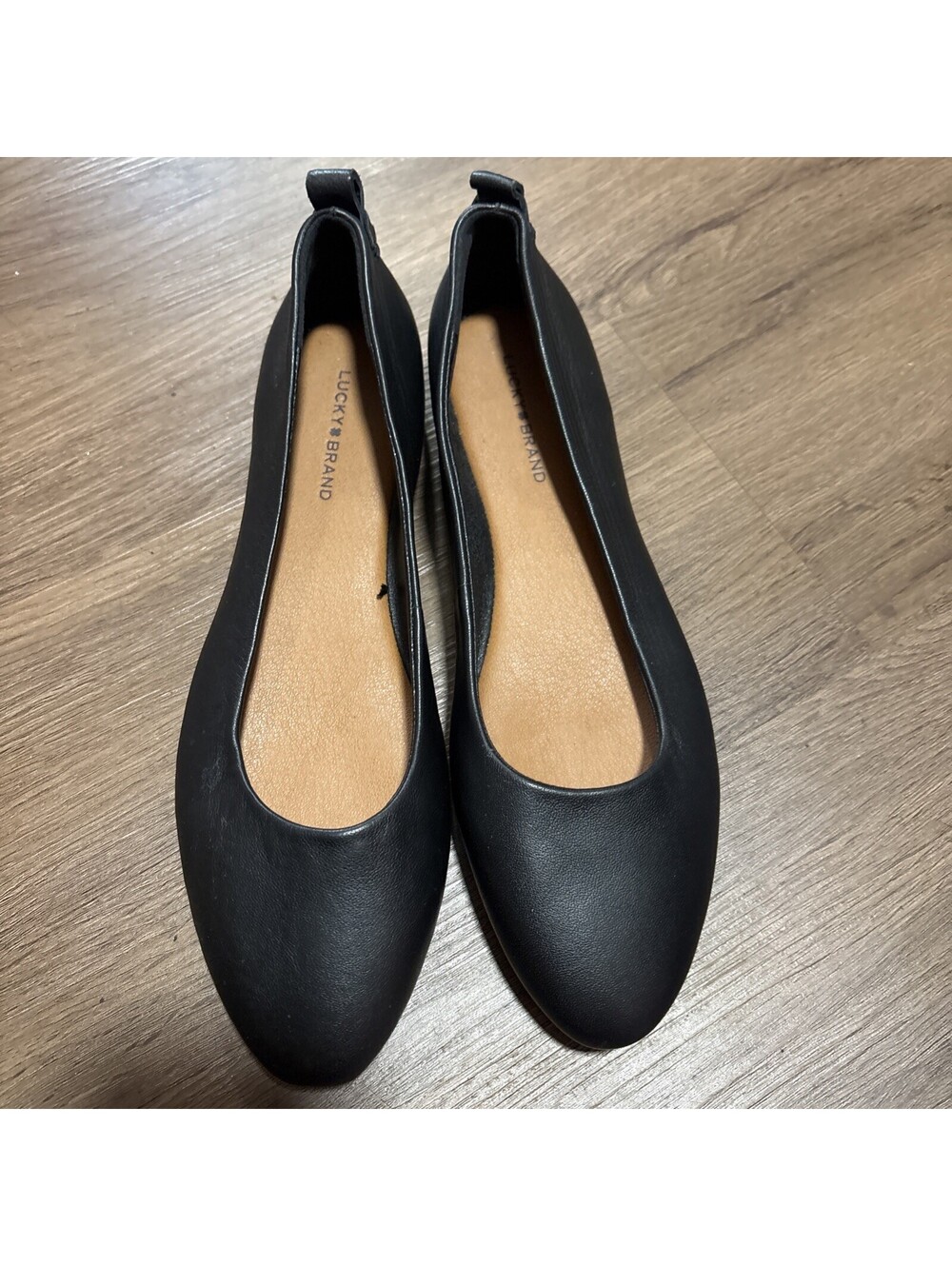 Lucky Brand Black Leather Flat Size 95 Slip On Shoes Flats Women New